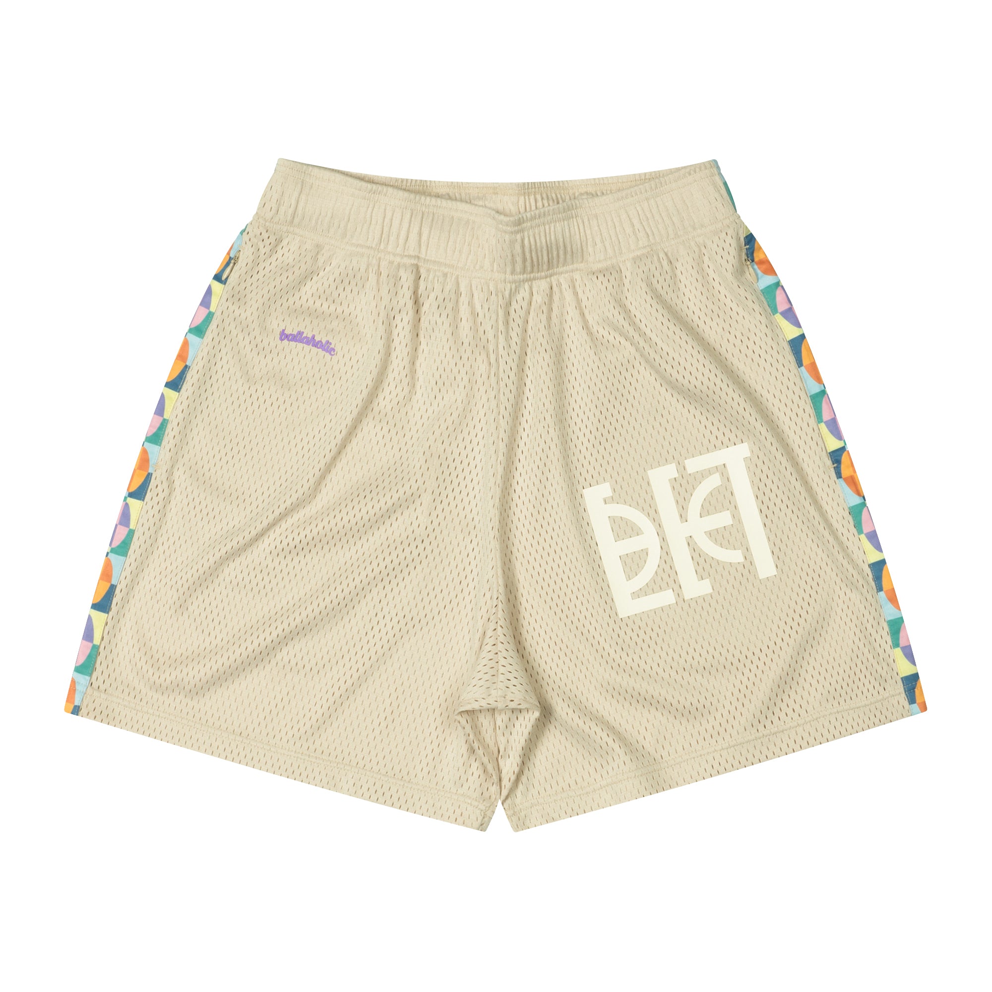 ballaholic mesh zip shorts beige-