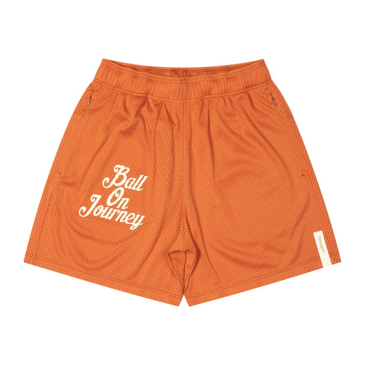 Ball On Journey Mesh Zip Shorts (orange)