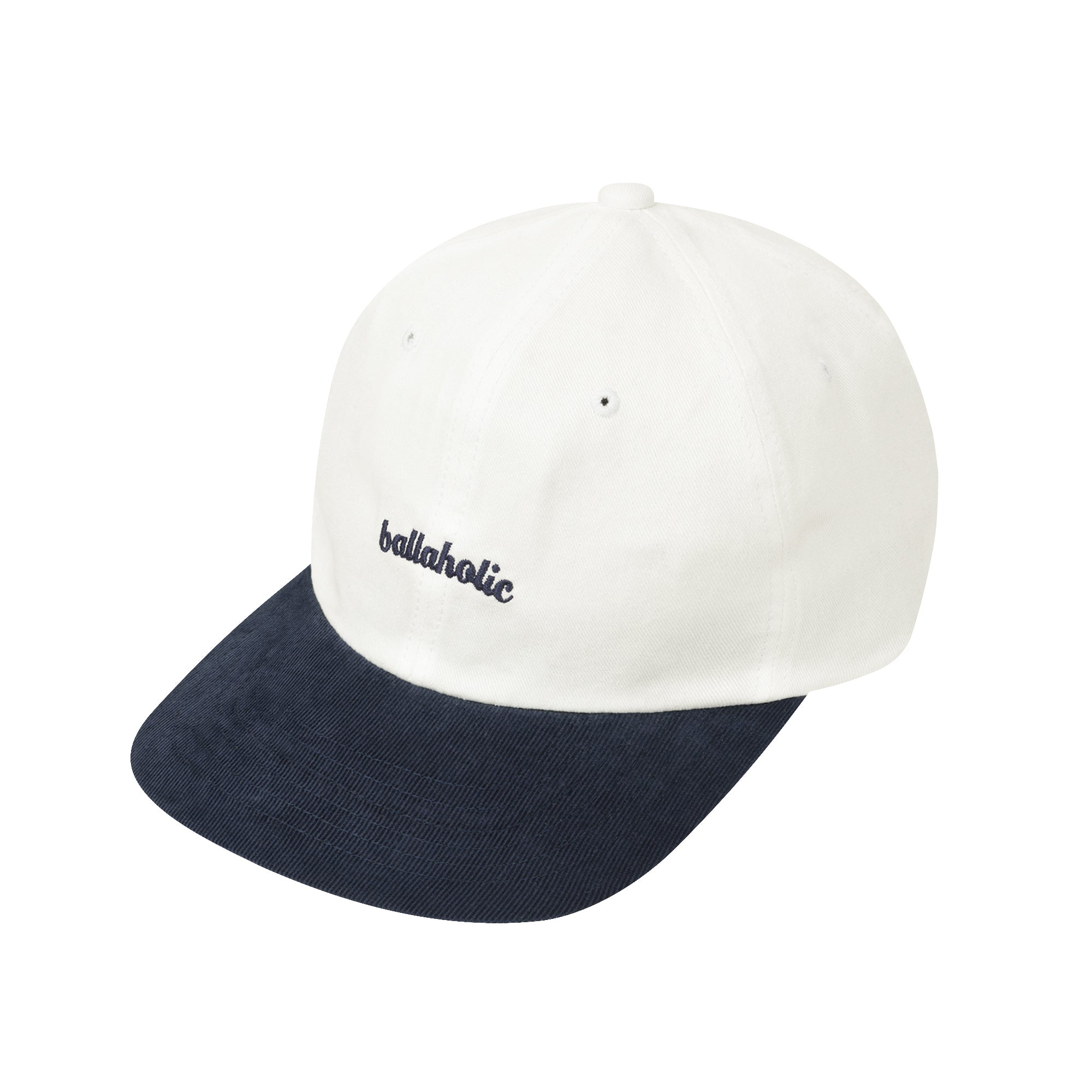 Corduroy Brim Logo 6P Cap (off white/navy)