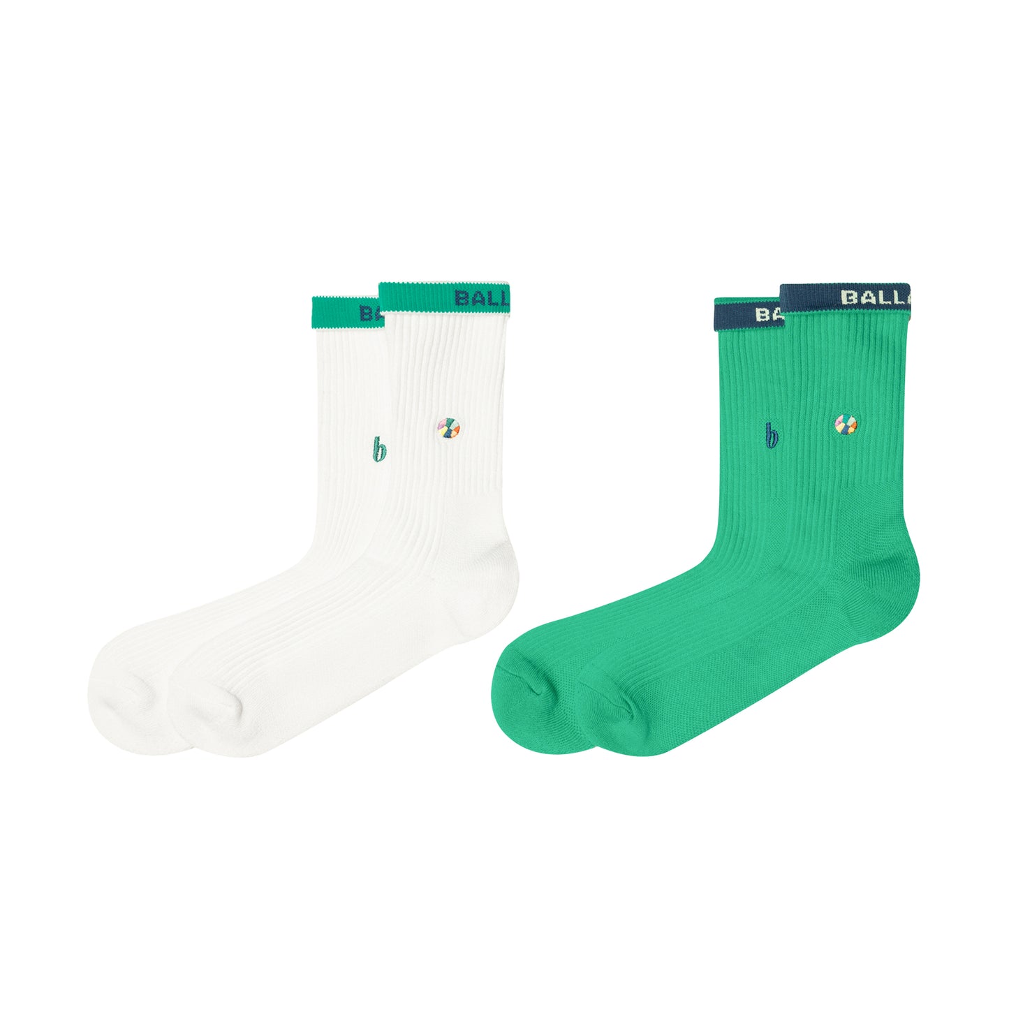 b 2-Pack Socks (white , green)