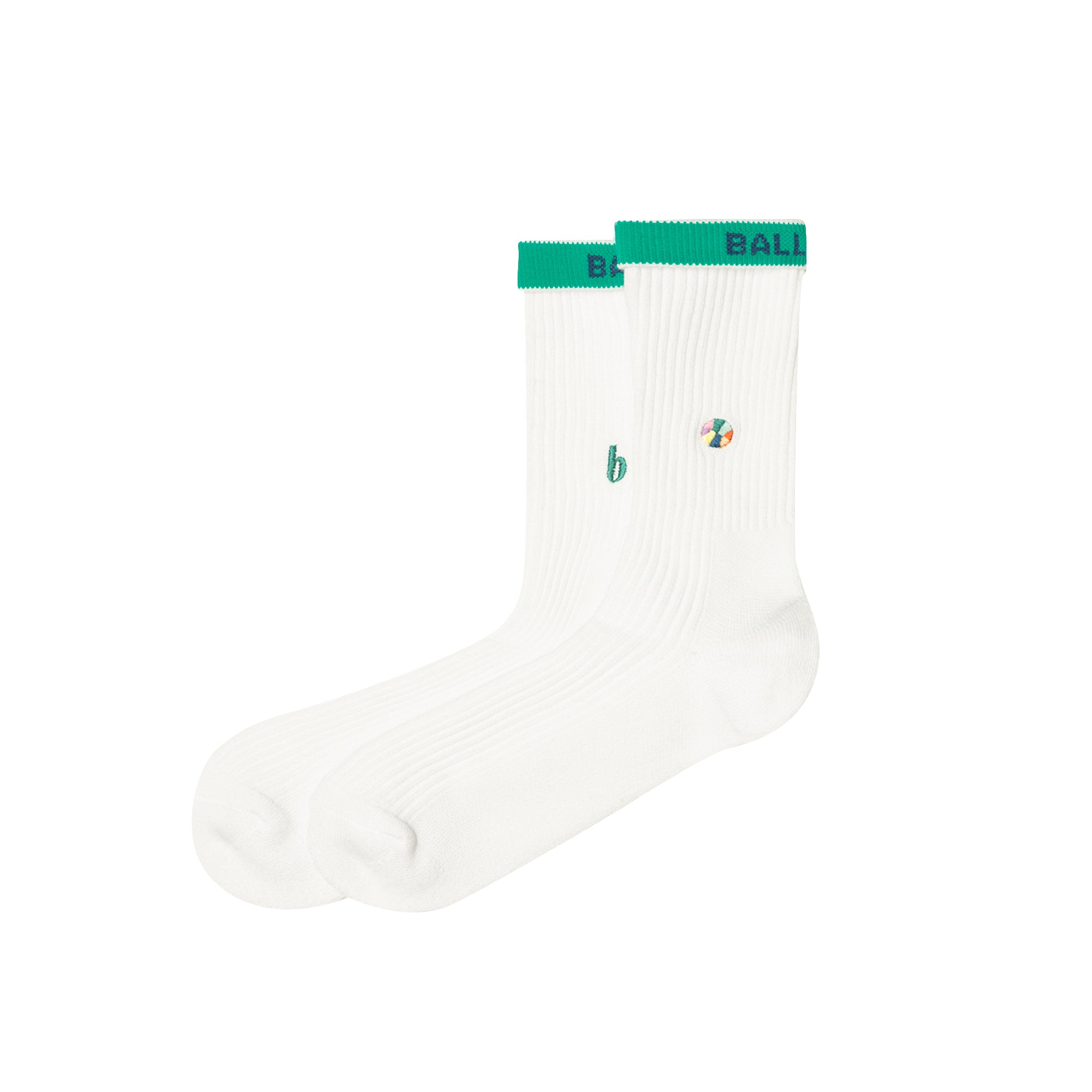 b 2-Pack Socks (white , green)