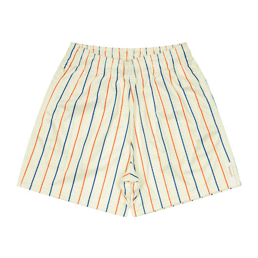 Stripe Mesh Zip Shorts (ivory/blue/orange)