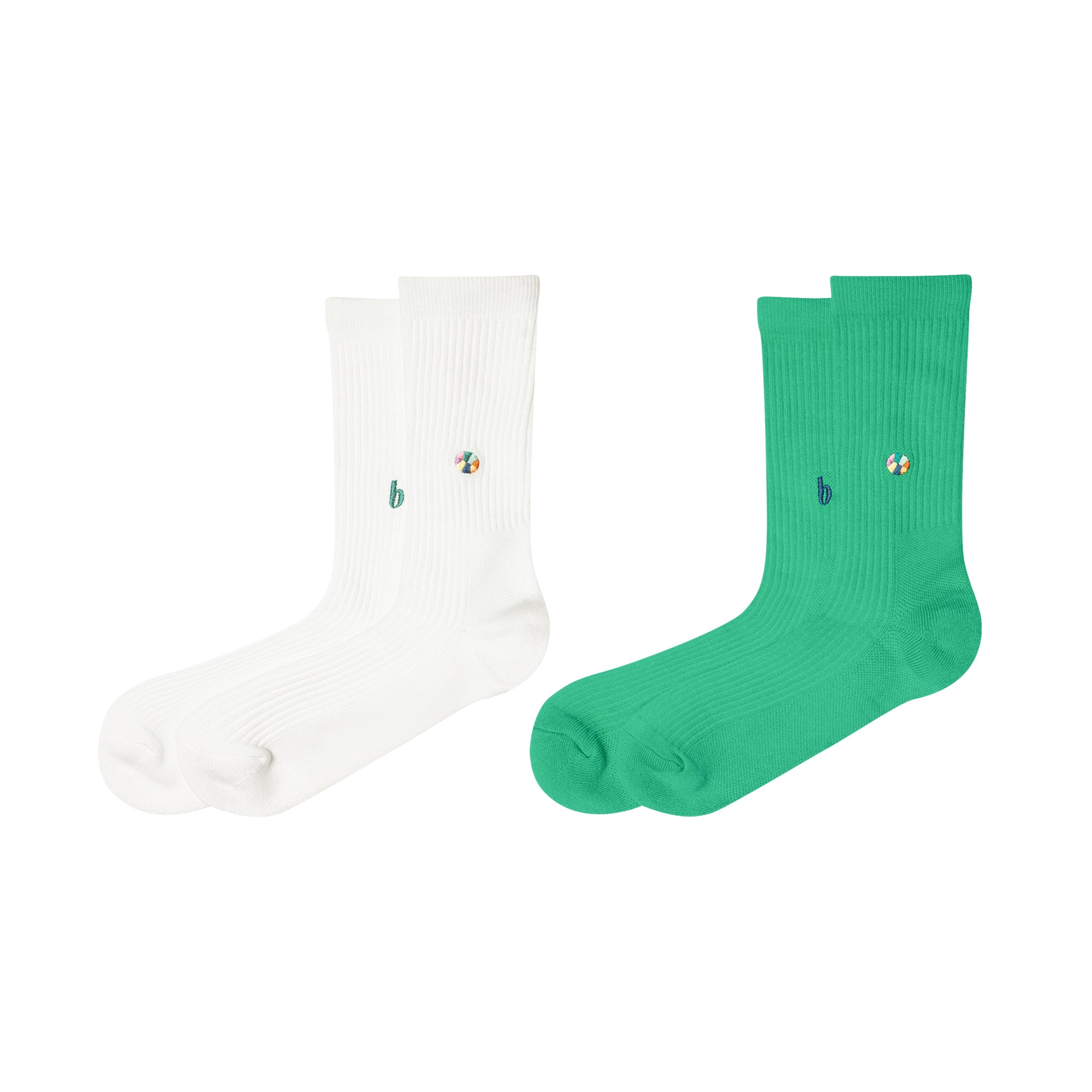 b 2-Pack Socks (white , green)